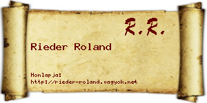 Rieder Roland névjegykártya